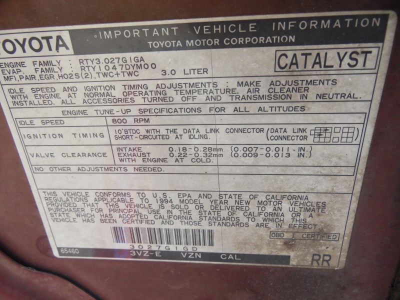 1994 TOYOTA 4RUNNER SR5 BURGUNDY 3.0L MT 4WD Z17781